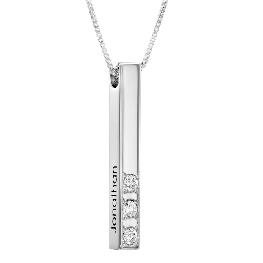 Vertical 3D Bar Necklace in Sterling Silver with 0.10-0.30 CT. T.W Lab-Created Diamonds - 2 product photo