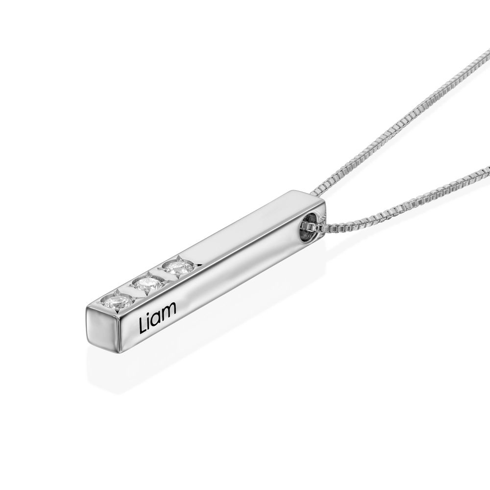 Vertical 3D Bar Necklace in Sterling Silver with 0.10-0.30 CT. T.W Lab-Created Diamonds - 3 product photo