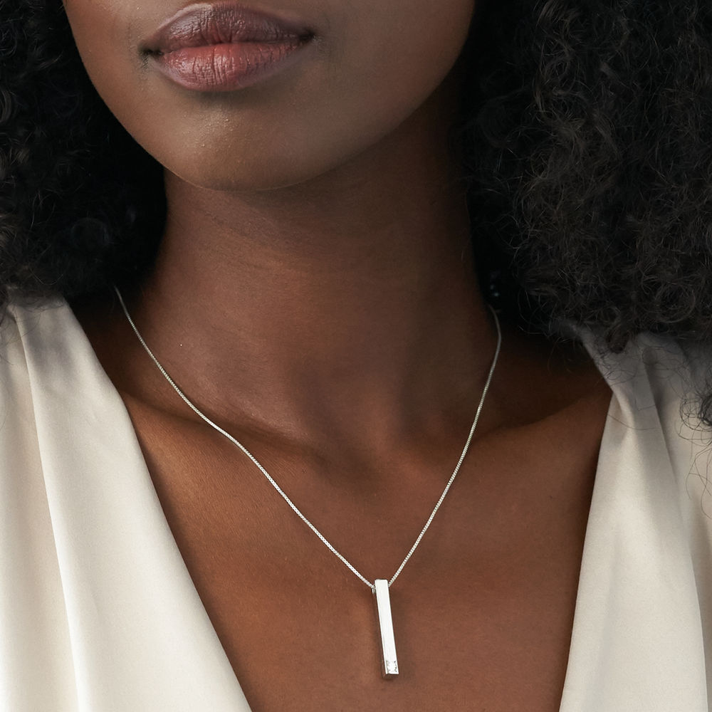 Vertical 3D Bar Necklace in Sterling Silver with 0.10-0.30 CT. T.W Lab-Created Diamonds - 6 product photo