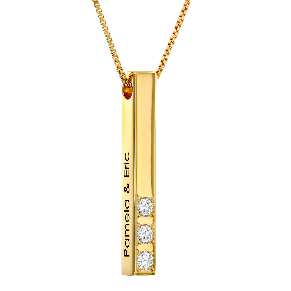 Vertical 3D Bar Necklace in Gold Plating with 0.10-0.30 CT. T.W Lab-Created Diamonds