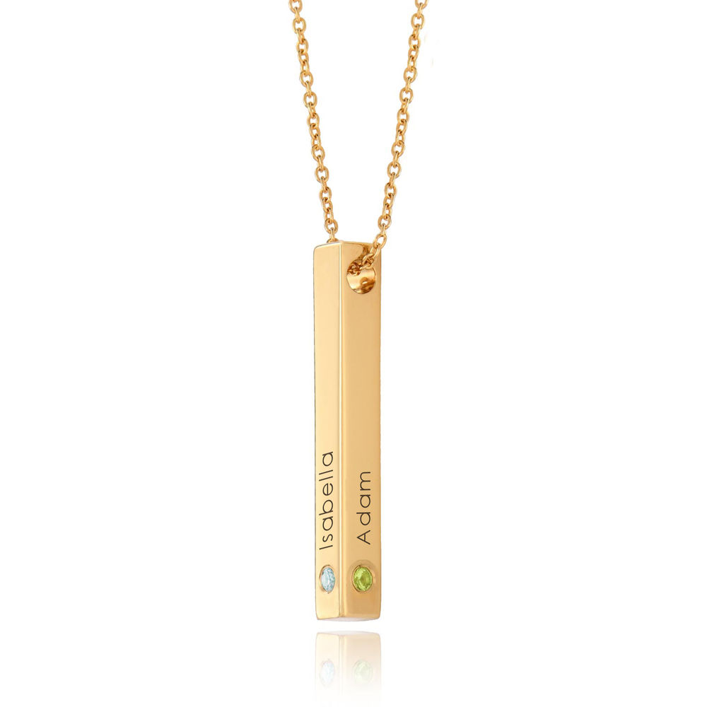 Totem 3D Bar Necklace with Birthstones in 18k Gold Vermeil product photo
