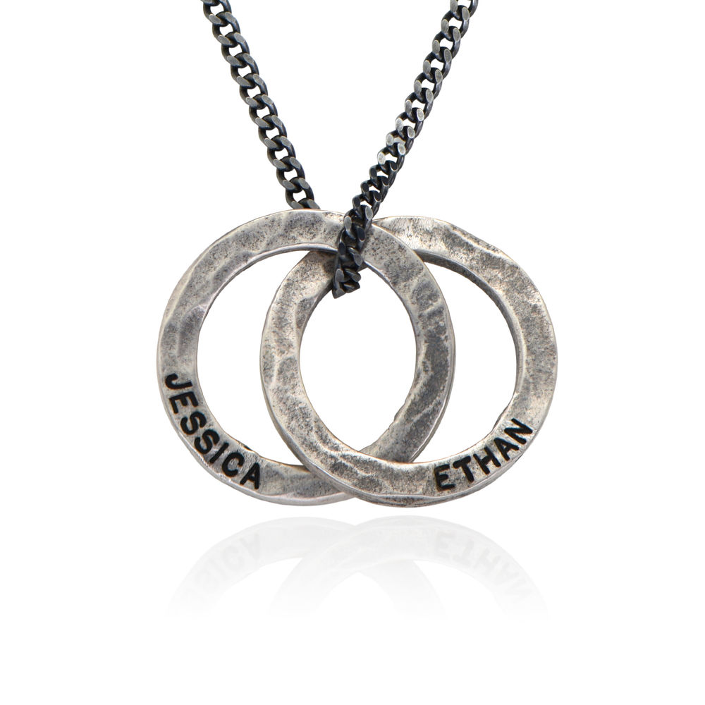 Russian Ring Necklace for Men in Silver Oxide