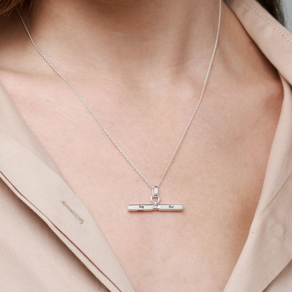 MYKA T- Bar Necklace in Sterling Silver - 4 product photo