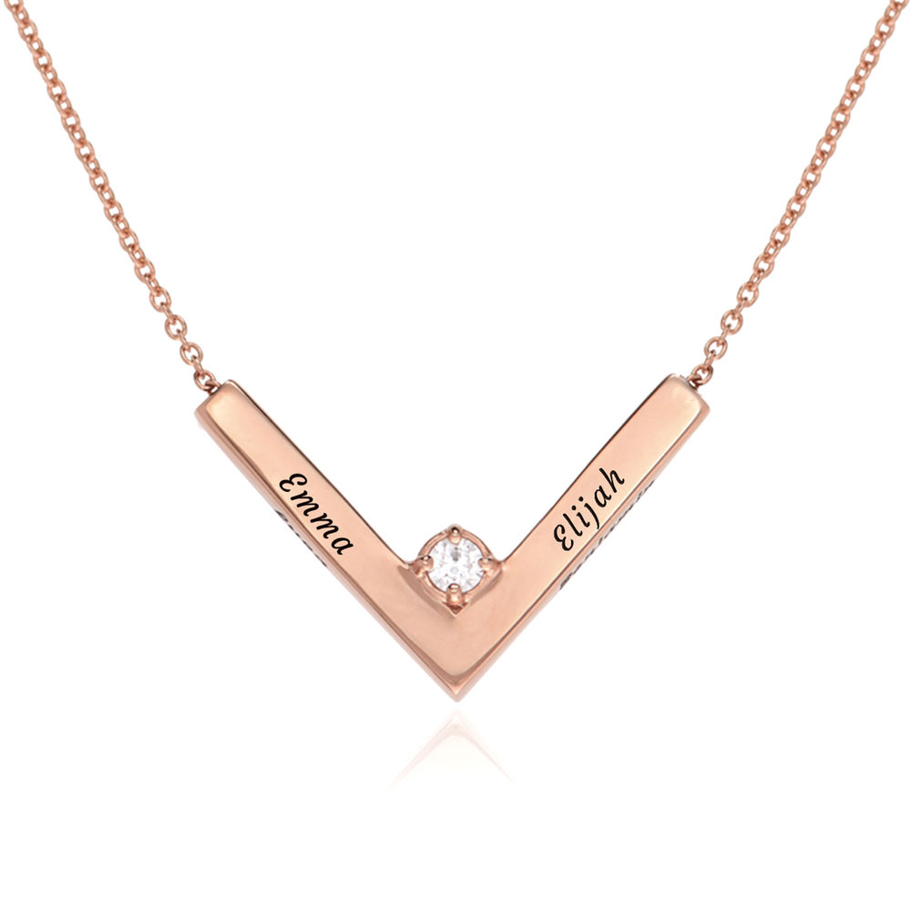 MYKA Diamond V-Necklace in 18k Rose Gold Plating product photo
