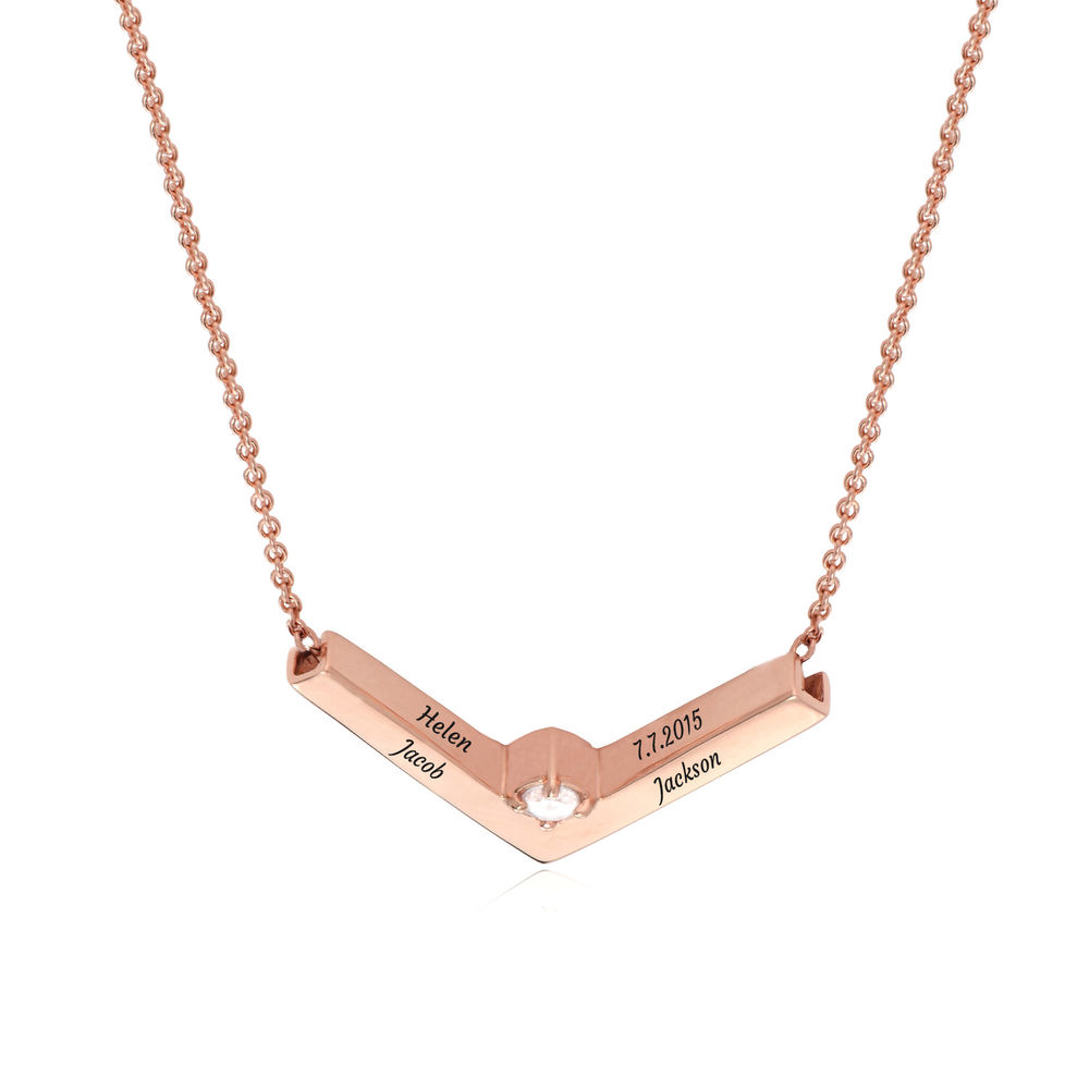 MYKA Diamond V-Necklace in 18k Rose Gold Plating - 1 product photo
