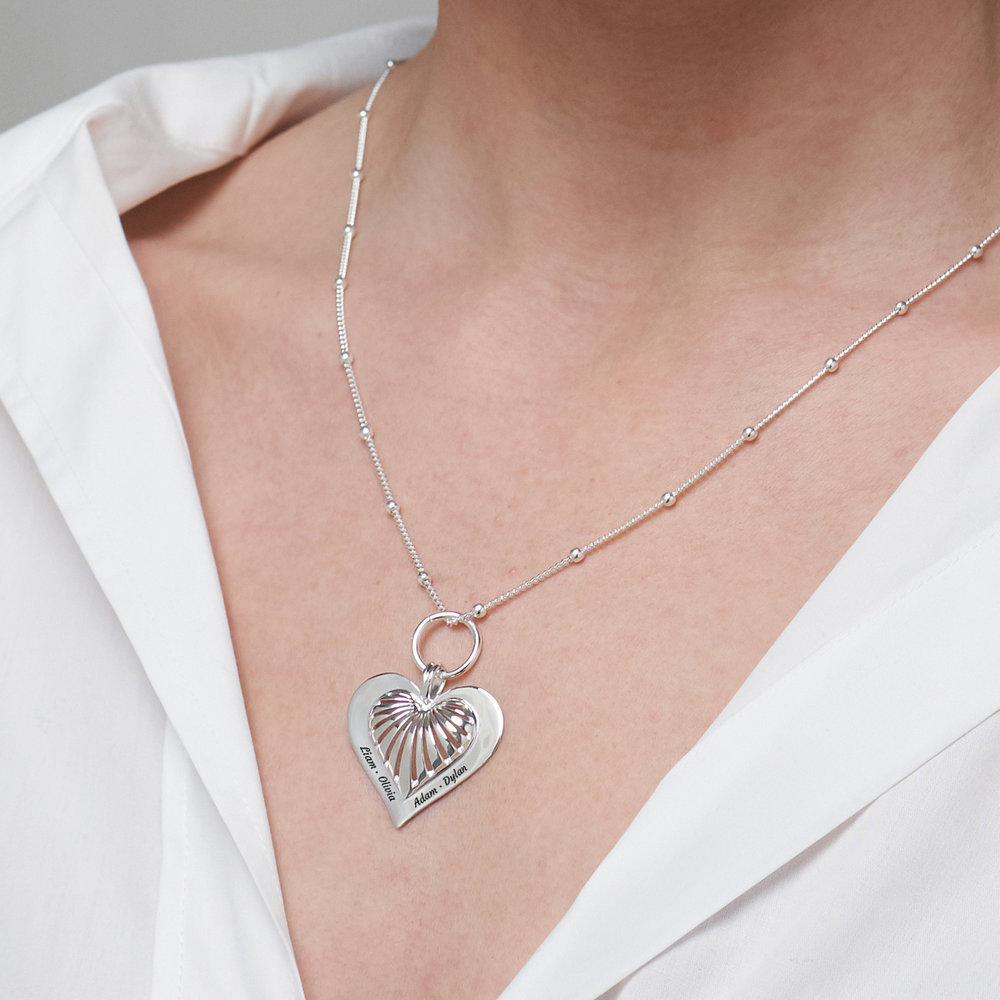 3D Heart Necklace in Sterling Silver - 2