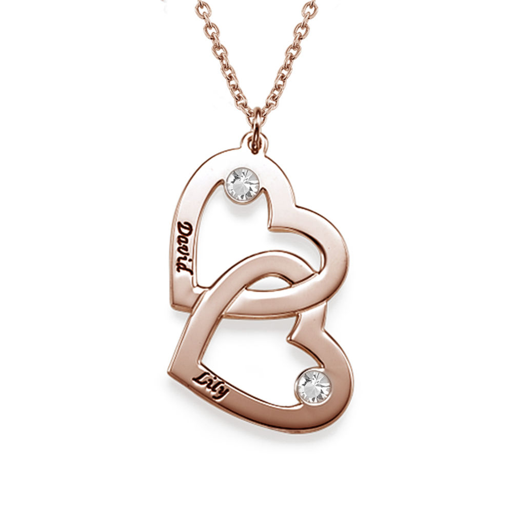 Heart in Heart Birthstone Necklace - Rose Gold Plated - 1 product photo