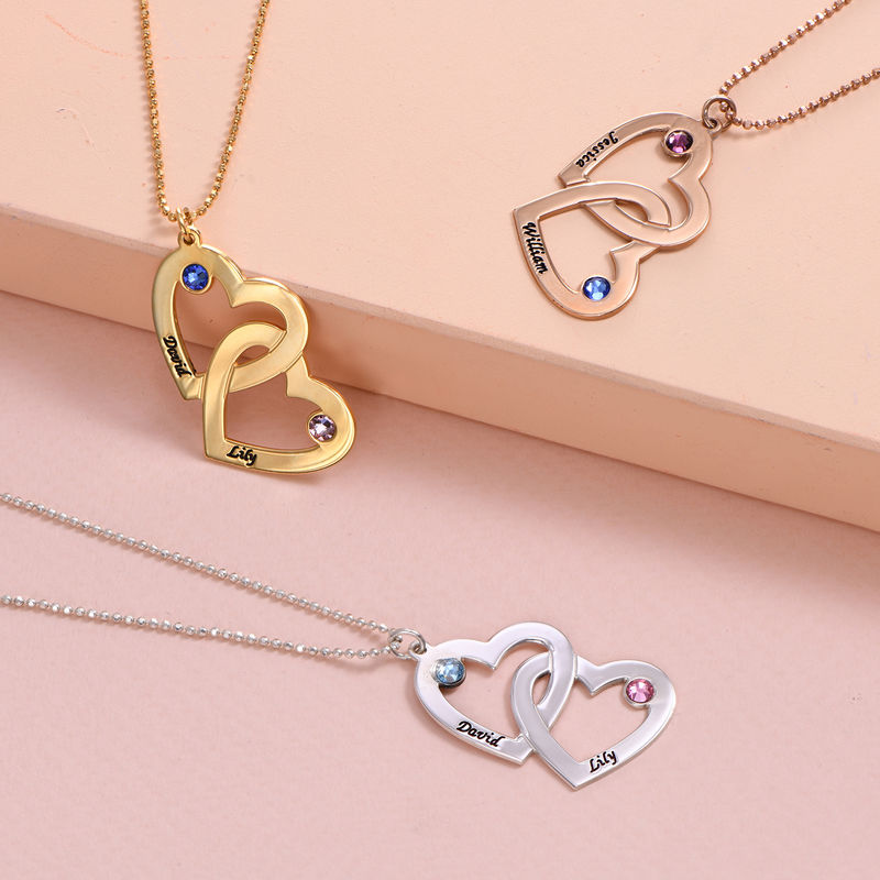 Heart in Heart Birthstone Necklace - Rose Gold Plated - 2 product photo