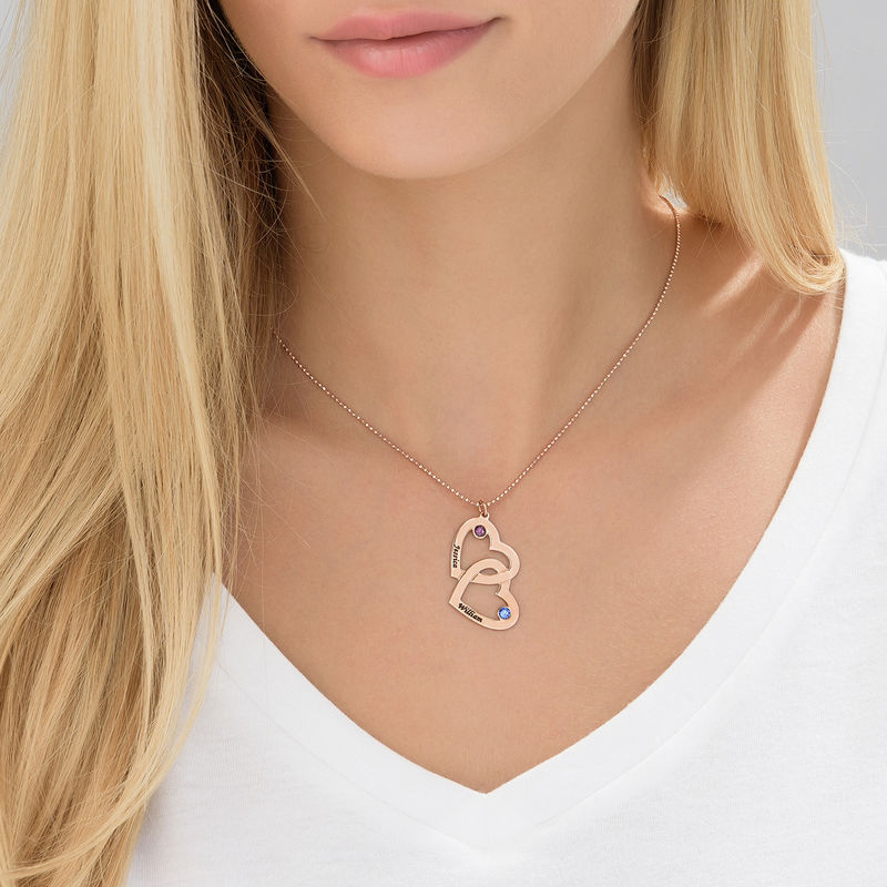 Heart in Heart Birthstone Necklace - Rose Gold Plated - 3 product photo