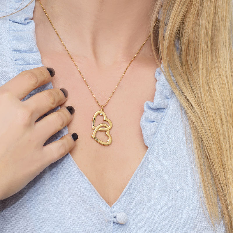 Heart in Heart Necklace in Gold Plating with Diamonds - 2 product photo