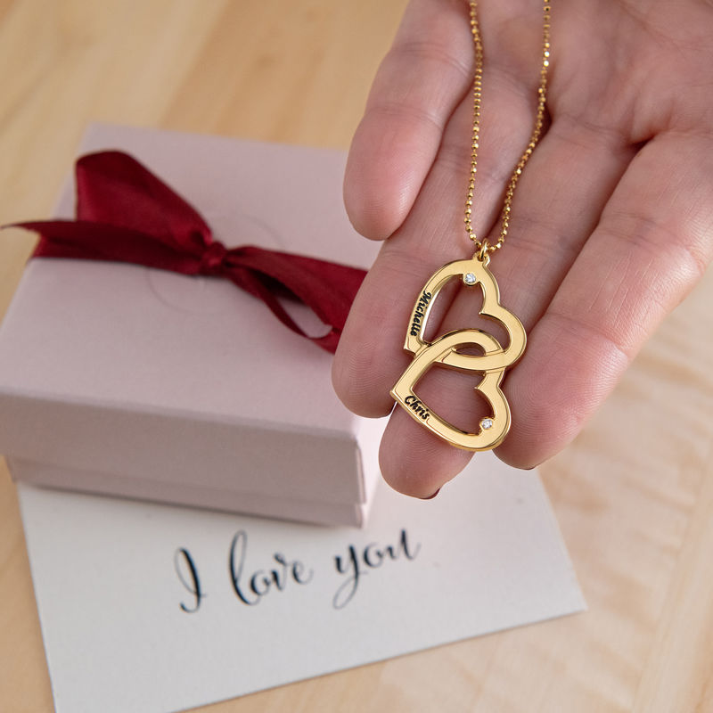 Heart in Heart Necklace in Gold Plating with Diamonds - 3 product photo