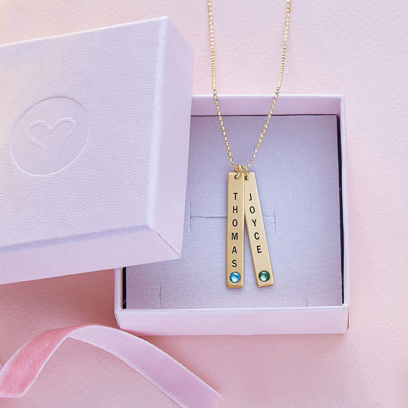 Birthstone Vertical Bar Necklace For Mothers - 6 product photo