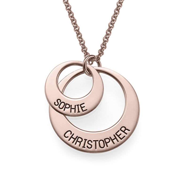 Personalized Jewelry for Moms – Disc Necklace in Rose Gold Plating - 1 product photo