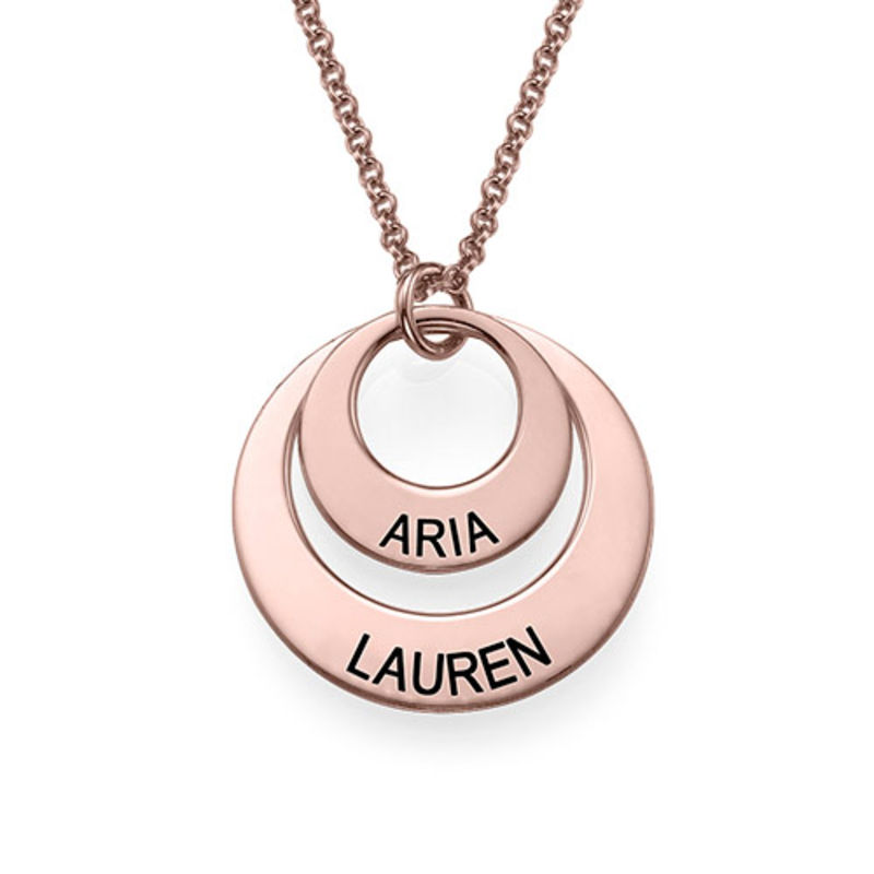 Personalized Jewelry for Moms – Disc Necklace in Rose Gold Plating - 2 product photo