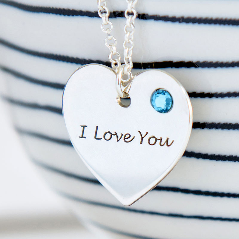 Personalized Heart Necklace with Birthstone Accent - 1