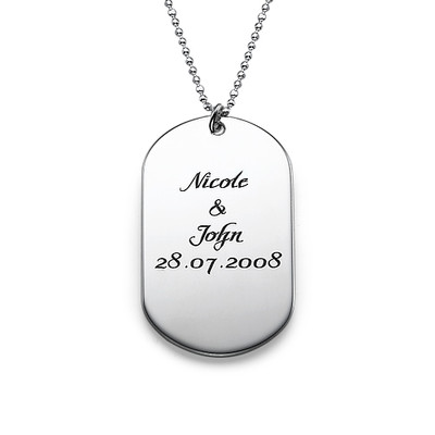 Custom Script Dog Tag Necklace in Sterling Silver