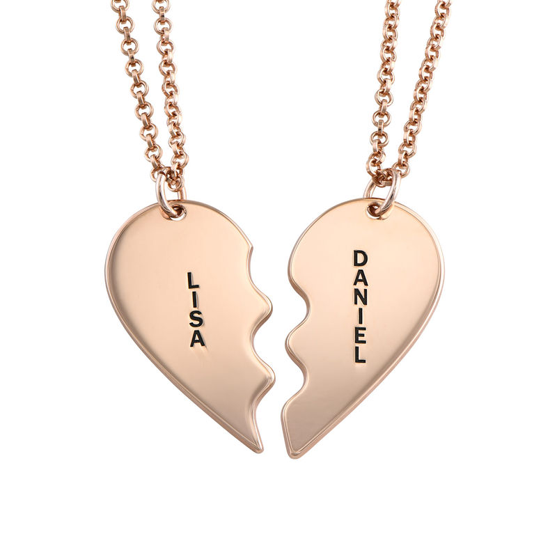 Broken Heart Necklace for Couples in Rose Gold Plated