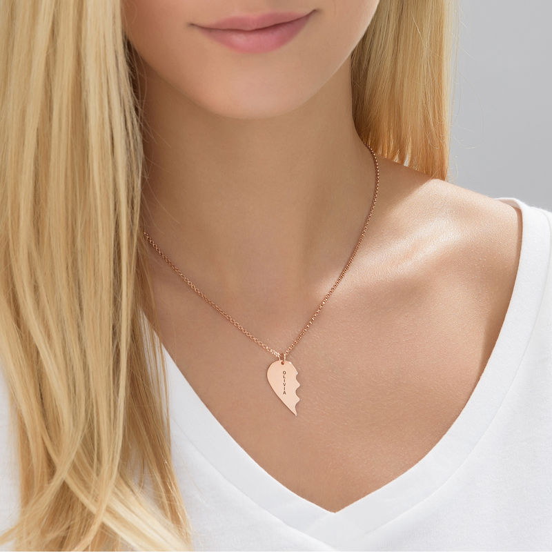 Broken Heart Necklace for Couples in Rose Gold Plated - 1