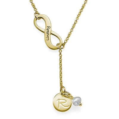Gold Plated Infinity Y Shaped Birthstone Necklace