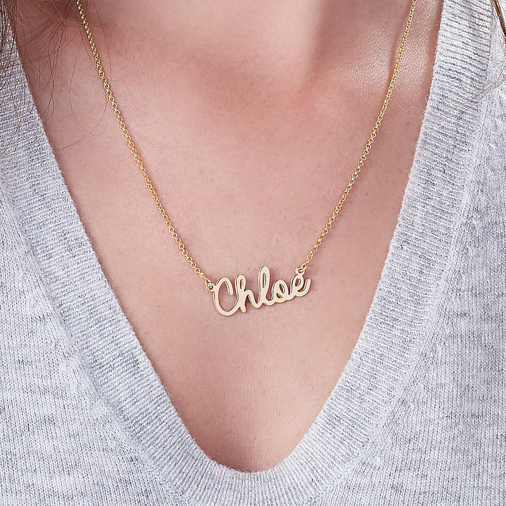 Personalized Jewelry - Cursive Name Necklace in Vermeil - 2