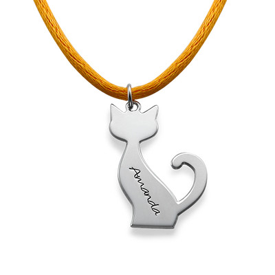 Personalized Cat Necklace in Silver