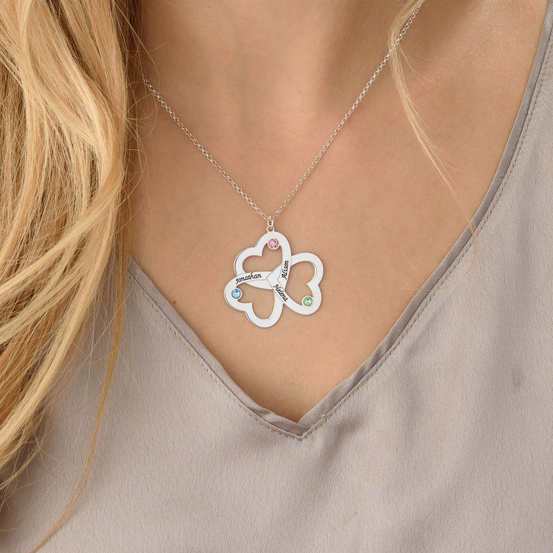 Personalized Triple Heart Necklace - Sterling Silver - 3