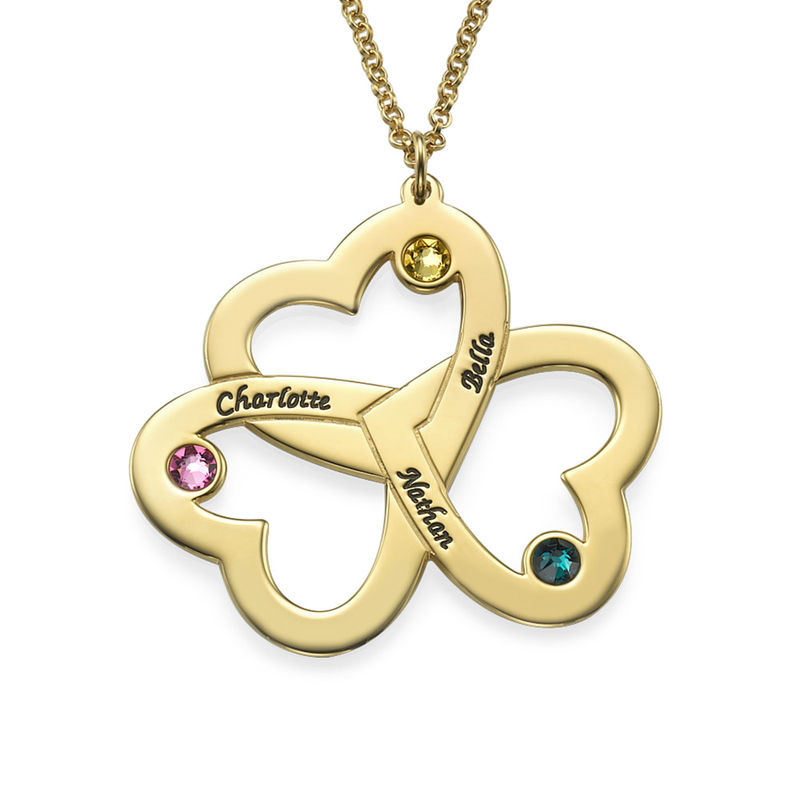 Personalized Triple Heart Necklace in Gold Plating product photo
