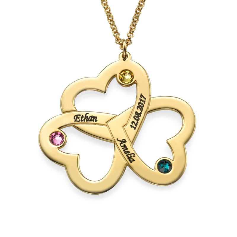 Personalized Triple Heart Necklace in Gold Plating - 1 product photo