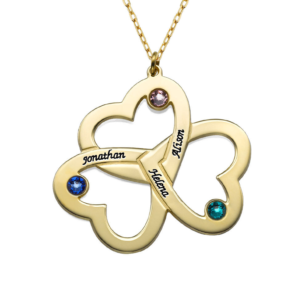 Personalized Triple Heart Necklace in 10K
