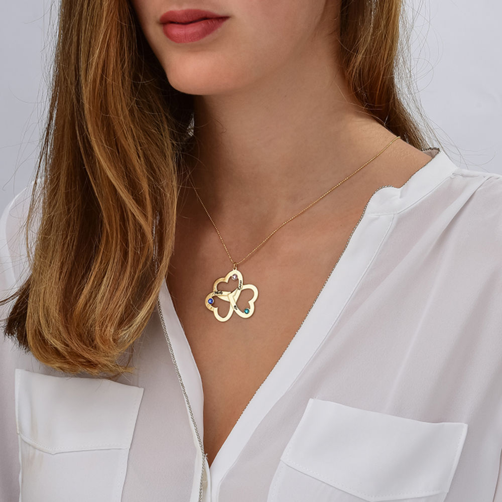 Personalized Triple Heart Necklace in 10K - 1