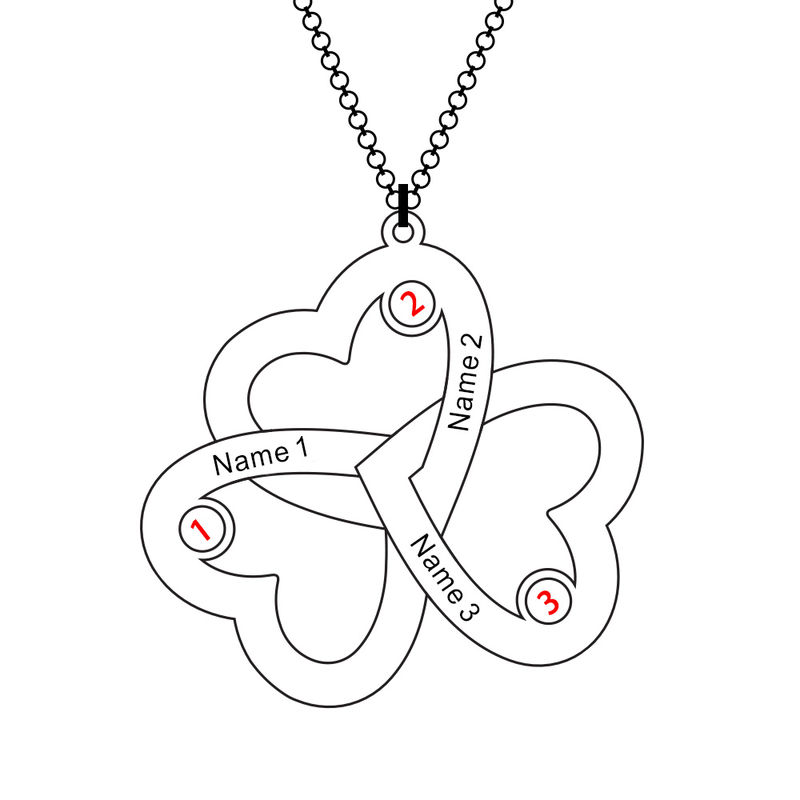 Personalized Triple Heart Necklace in 10K - 4