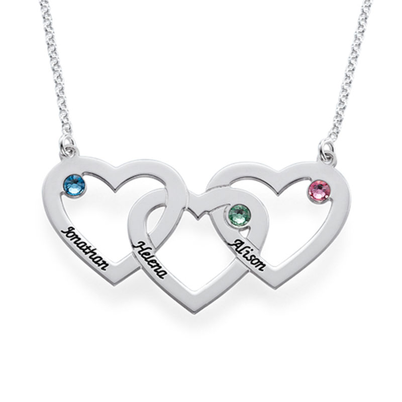 Intertwined Hearts Necklace with Birthstones