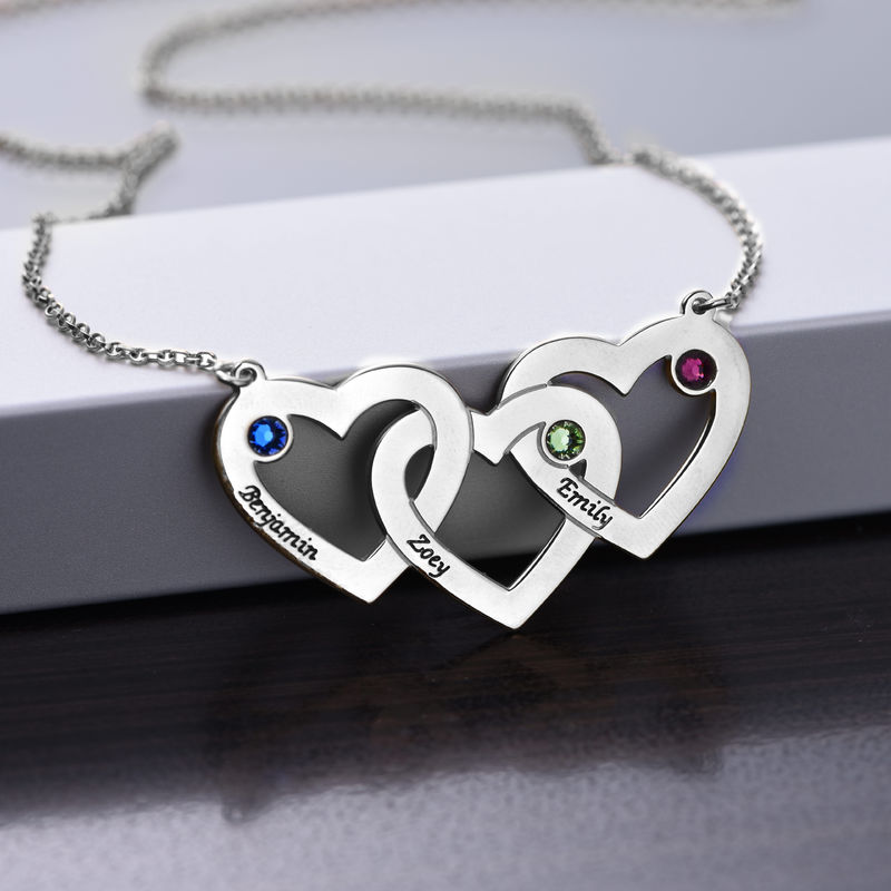 Intertwined Hearts Necklace with Birthstones - 1