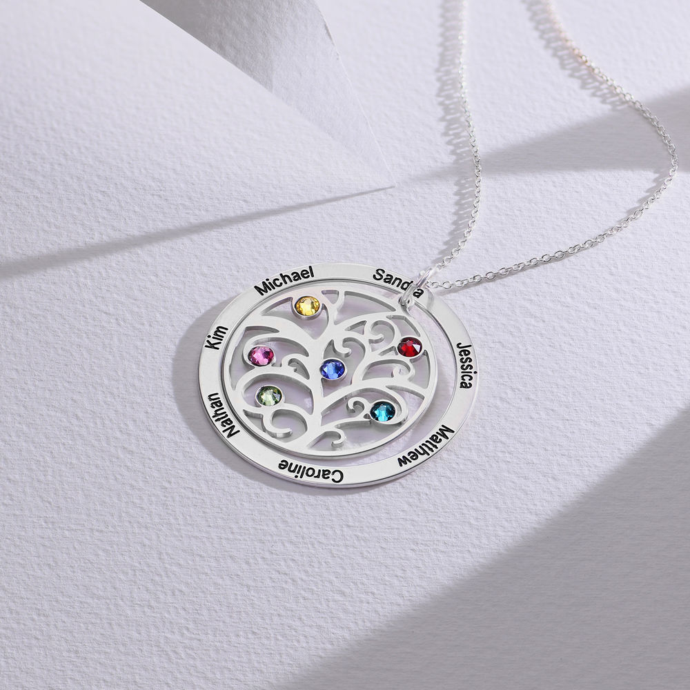 Family Tree Birthstone Necklace in Sterling Silver - 1 product photo