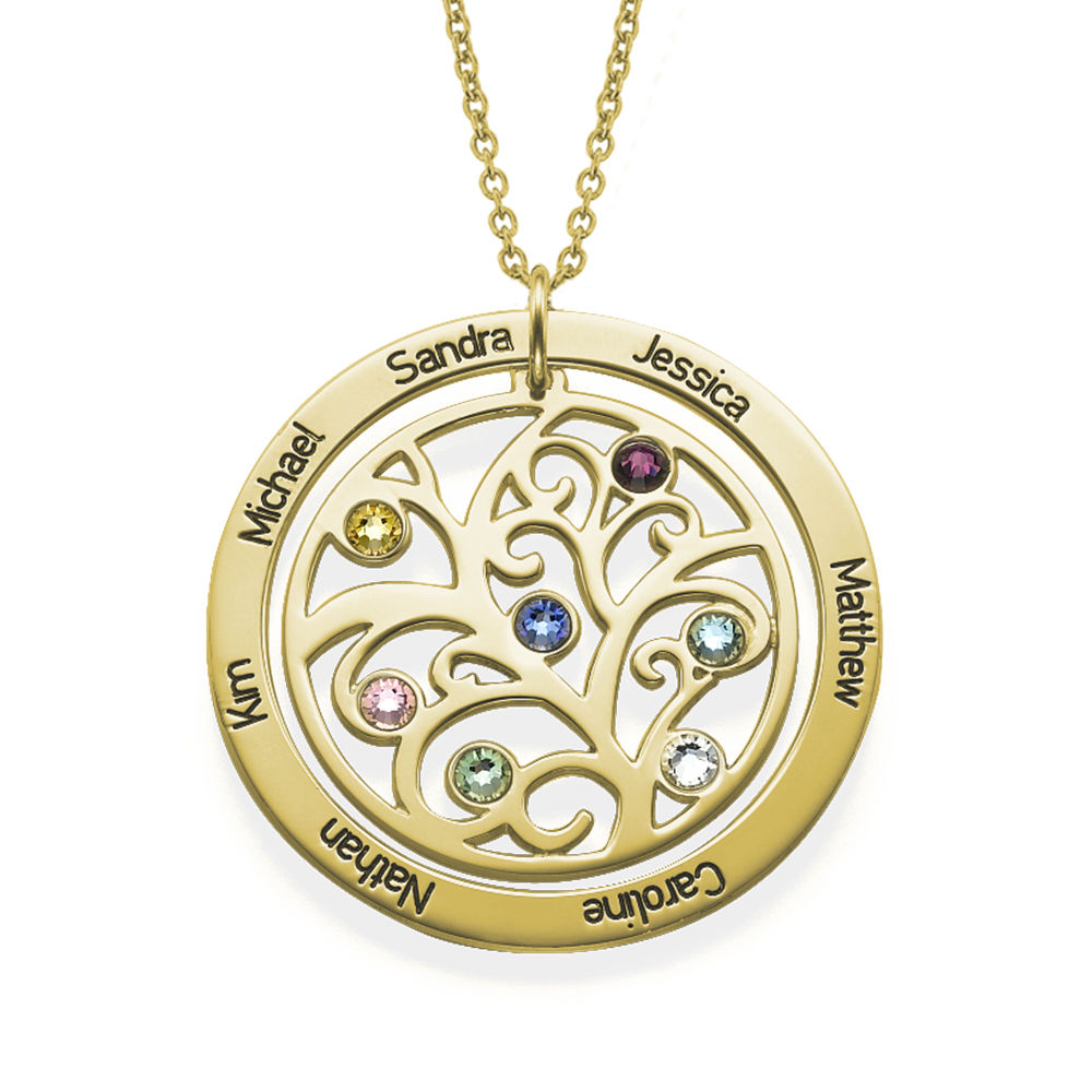 Family Tree Birthstone Necklace - 18k Gold Plated