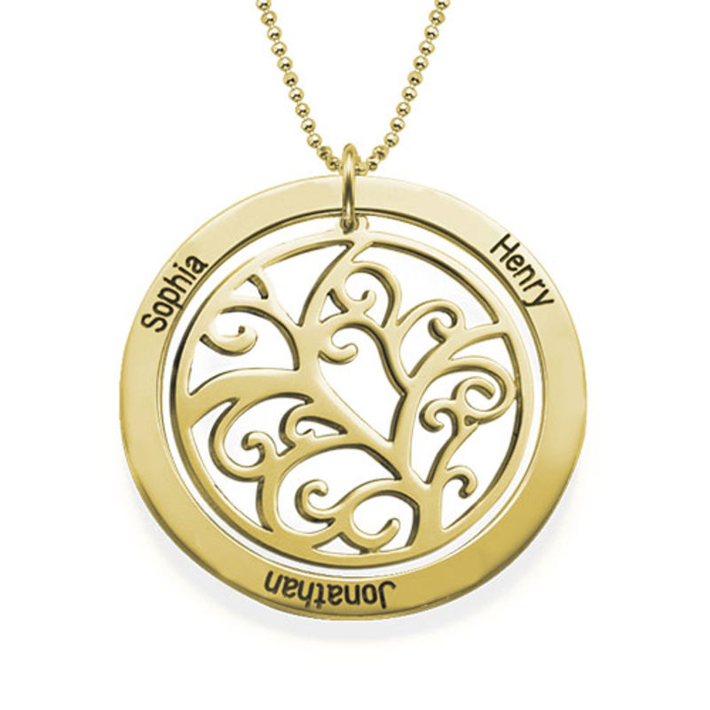Family Tree Birthstone Necklace - 18k Gold Plated - 1