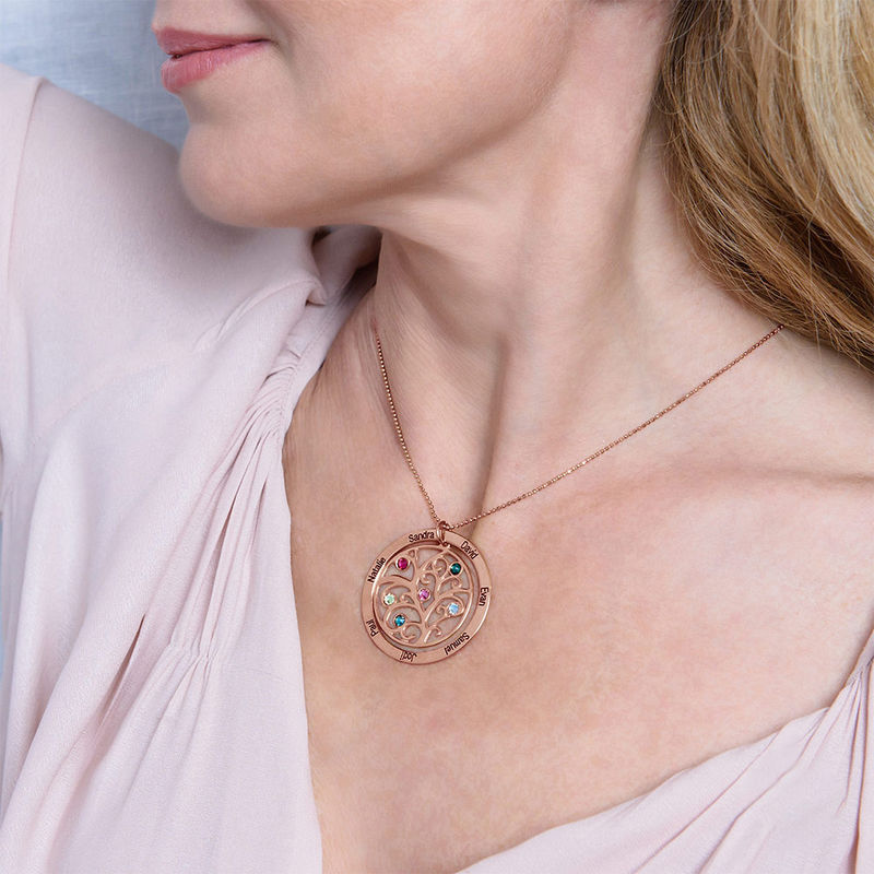 Family Tree Birthstone Necklace with Rose Gold Plating - 3 product photo