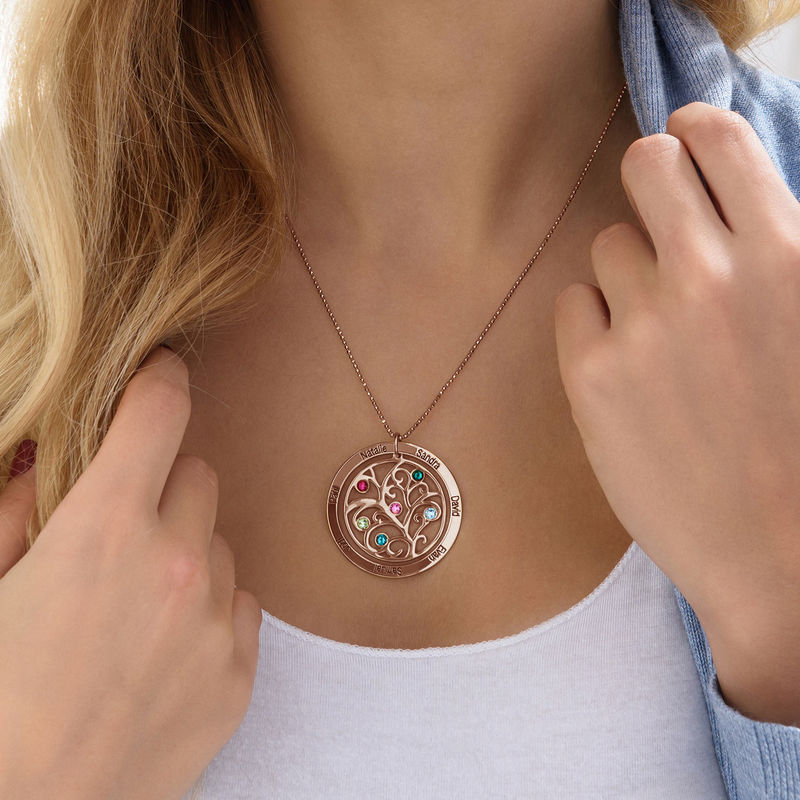 Family Tree Birthstone Necklace with Rose Gold Plating - 4 product photo