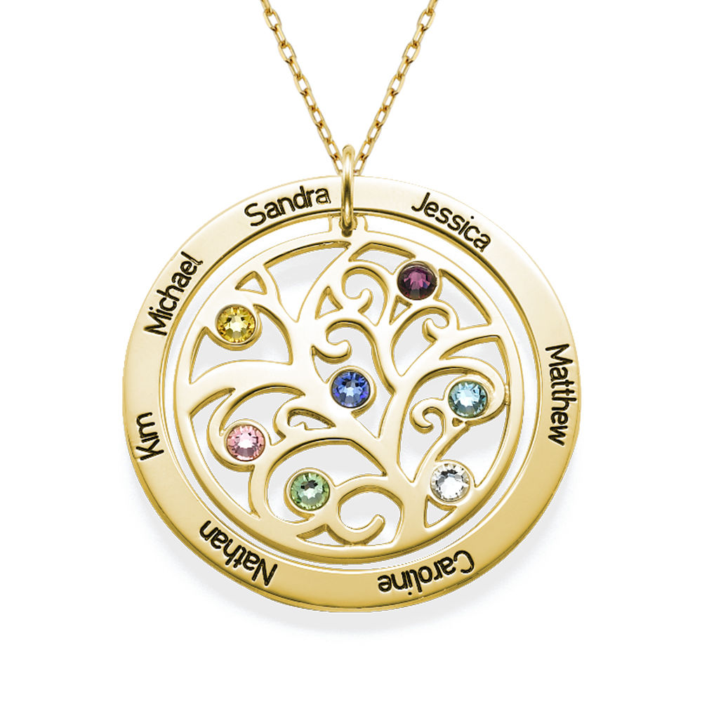 Family Tree Birthstone Necklace - 10K Yellow Gold - 1 product photo