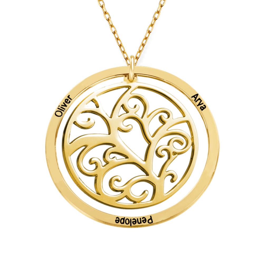 Family Tree Birthstone Necklace - 10K Yellow Gold - 2 product photo