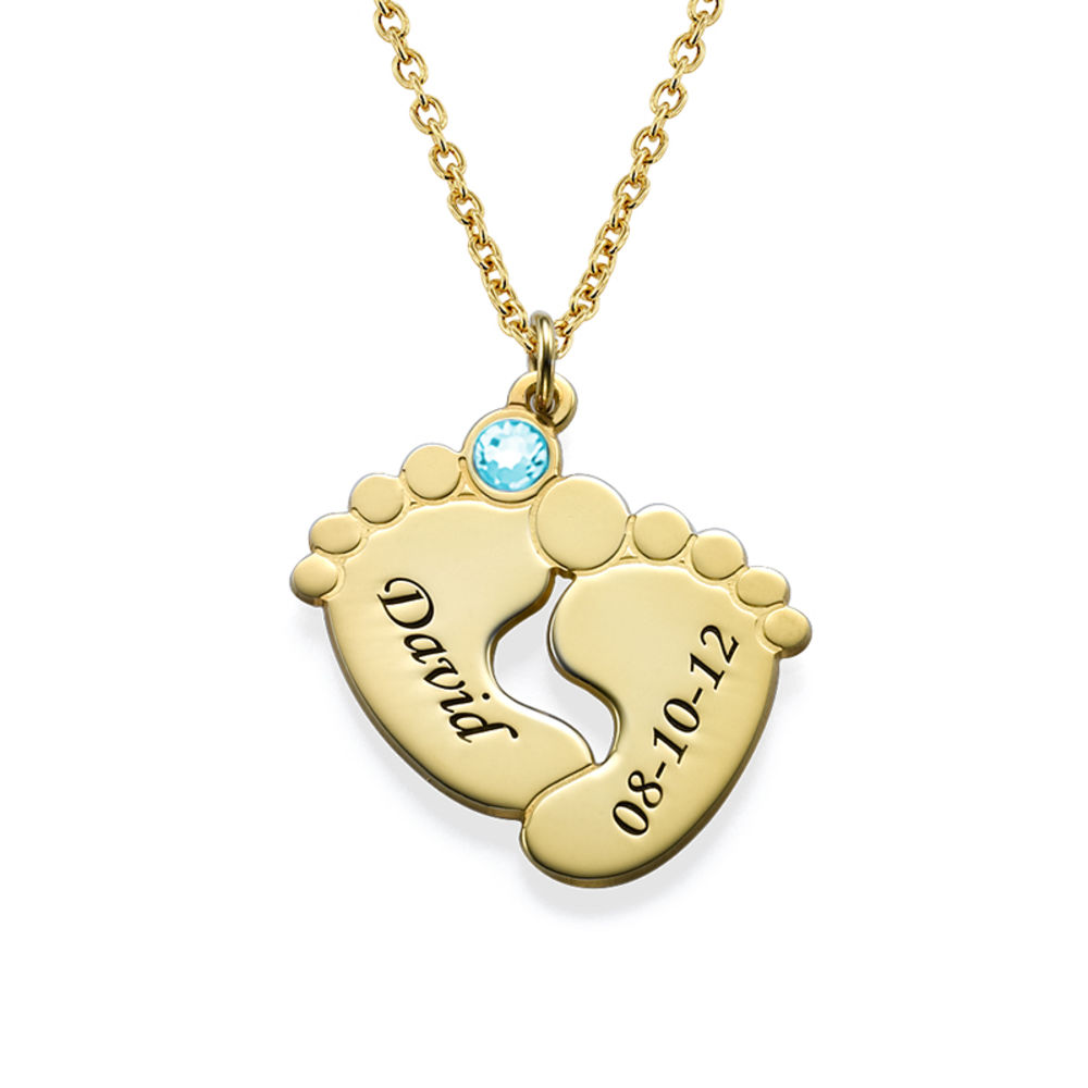Personalized Baby Feet Necklace in Gold Plating