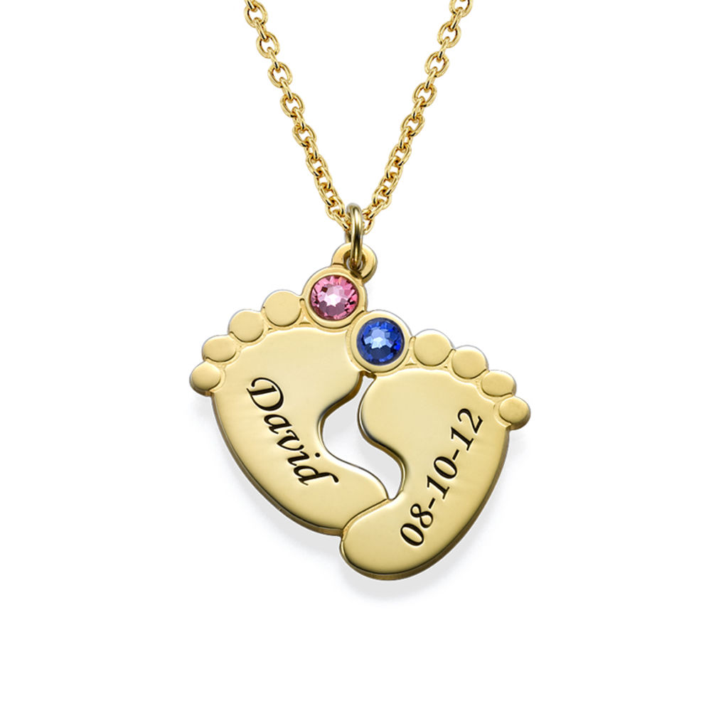Personalized Baby Feet Necklace in Gold Plating - 1 product photo
