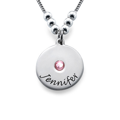 Mothers Disc and Birthstone Necklace - 2