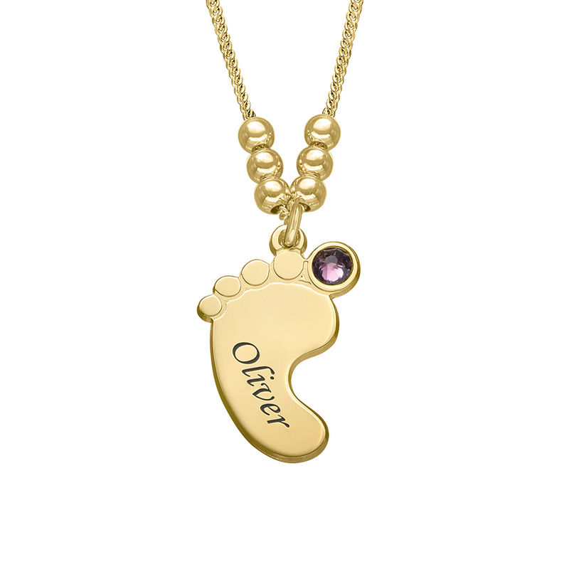 Mom Jewelry - Baby Feet Necklace with Gold Plating - 3