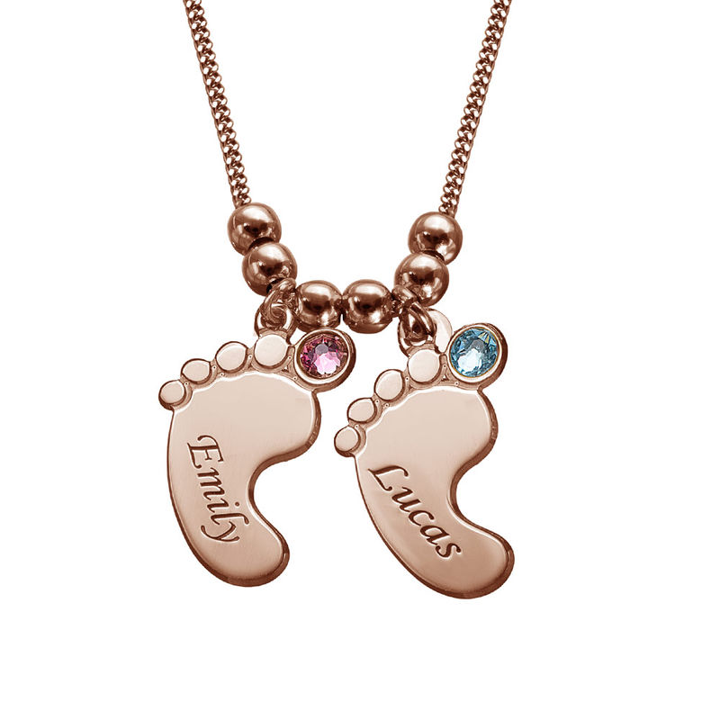 Mom Jewelry - Baby Feet Necklace with Rose Gold Plating - 2 product photo