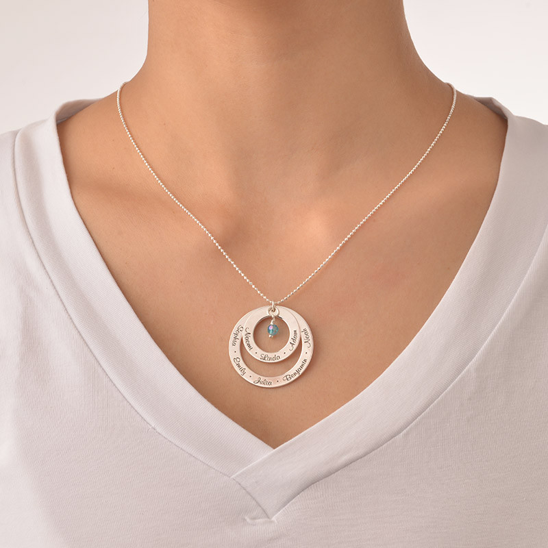 Grandma Birthstone Necklace in Silver - 2 product photo