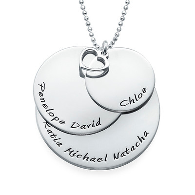 Mom Necklace with Three Personalized Discs - 1