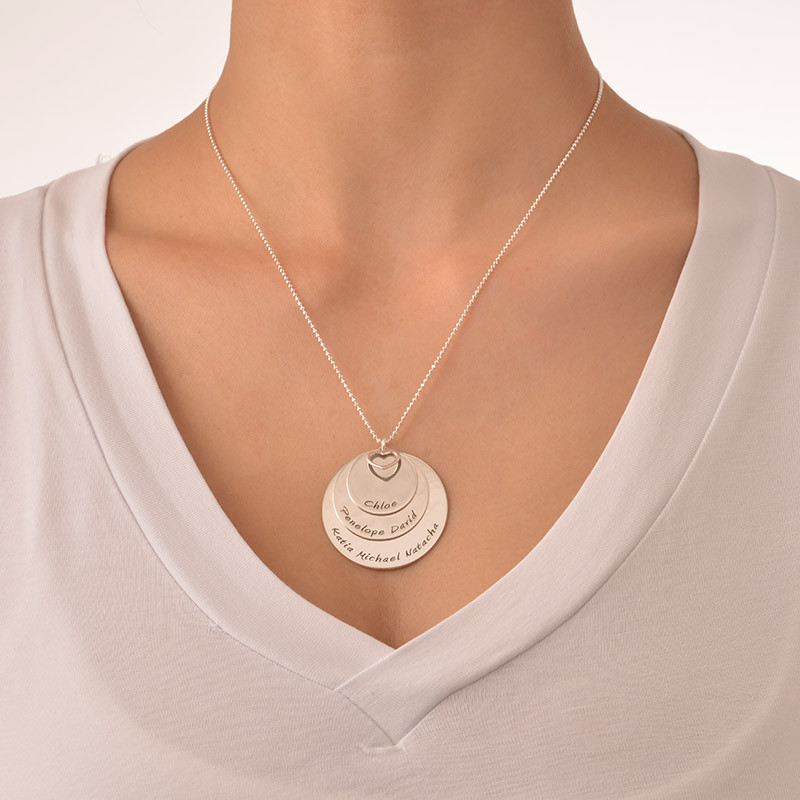 Mom Necklace with Three Personalized Discs - 2