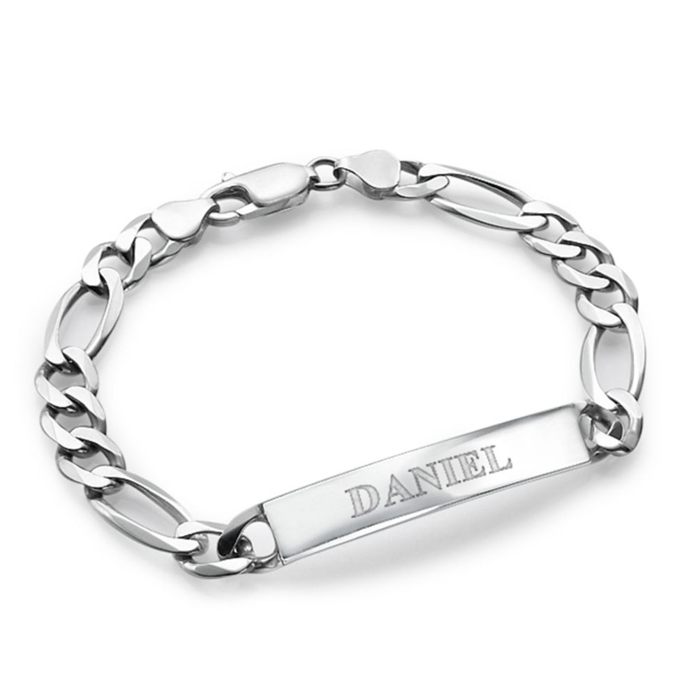 Heavy Sterling Silver Mens ID Name Bracelet