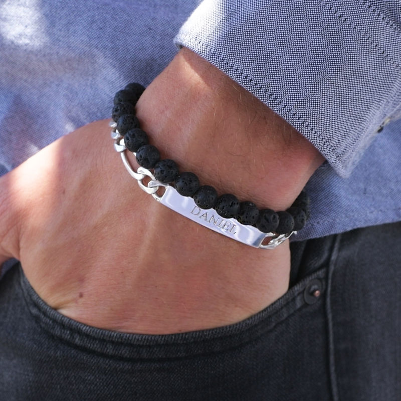 Heavy Sterling Silver Mens ID Name Bracelet - 2 product photo